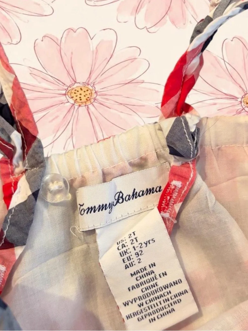 Tommy Bahama Red Navy White Gingham Kids Casual Dress